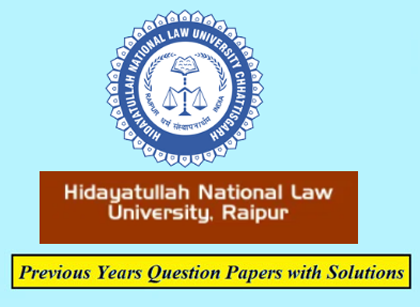 Hidayatullah National Law University Previous Question Papers